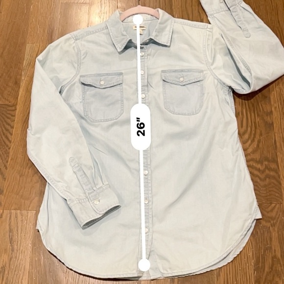 Talbots Button Up Women Medium Petite Lyocell Shirt Roll Tab Sleeve Pocket Blue - Picture 5 of 6